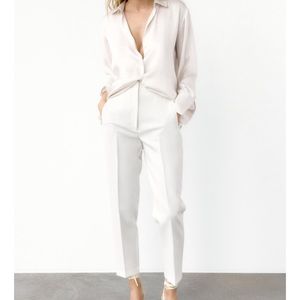 Zara white high waisted pants Large